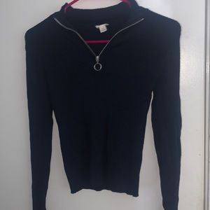 Navy blue quarter zip shirt